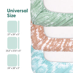 Peanutshell playard sheets elastic-fit detail demonstrating secure, snug coverage