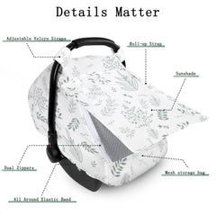 Pea Pod Muslin Car Seat Cover full-wrap shield blocks sun and wind during outings.