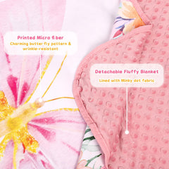 Pea Pod nap mat roll-up with hook-and-loop closures for easy transport.