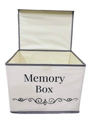 Pear Tree Essentials memory storage box close-up lid with Velcro closure secures keepsakes.