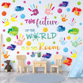 Pedel paint splatter wall decals brighten classrooms with vibrant colors and motivational messages.