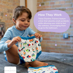 Peejamas booster insert detail showing extra absorbency for longer outings.