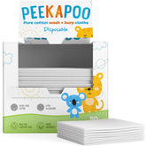 Peekapoo disposable cotton wash cloths 12x10 pack for quick, mess-friendly cleanups.