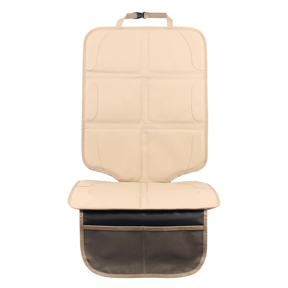 The pefirst car seat protector leather texture shows premium durability for family vehicles.