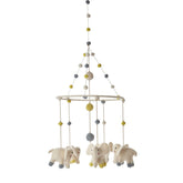 PEHR elephant mobile with wool felt figures creates a soothing nursery focal point.