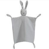 PEIPEIWU lovey blanket close-up, soft organic cotton muslin bunny for gentle comfort.