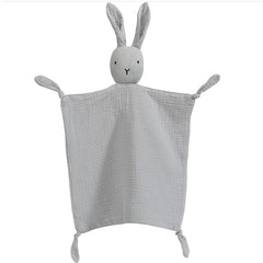 PEIPEIWU lovey blanket close-up, soft organic cotton muslin bunny for gentle comfort.