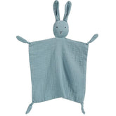 PEIPEIWU Organic Cotton Muslin Lovey Bunny close-up shows breathable texture for safe sleep.
