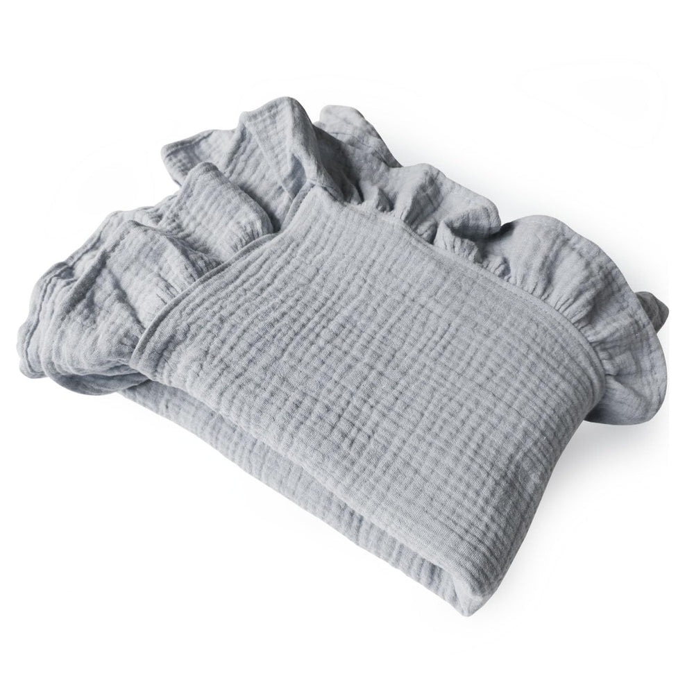 PEIPEIWU Organic Muslin Baby Blanket gray folded - ultra-soft and breathable for year-round comfort.