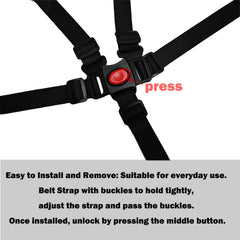 Peixiong harness buckle close-up demonstrates secure, anti-detachment design