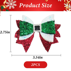 Pejlnd glitter sequin bow hair clip adds sparkle for holiday photos and celebrations.