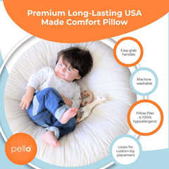 Pello Tommy peek-a-boo pocket detail supports toy attachment and interactive play.