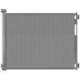 Peluasua retractable baby gate at doorway extended to 55 inches for wide openings