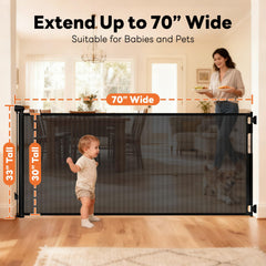 Peluasua retractable gate rolled up demonstrates no bottom bar