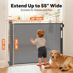 Peluasua retractable gate with stair mesh for stair safety