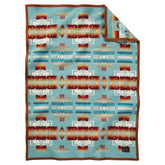 Pendleton Chief Joseph crib blanket aqua pattern closeup for timeless nursery warmth