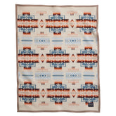 Pendleton Chief Joseph crib blanket rosewood closeup showing plush wool and durable binding.