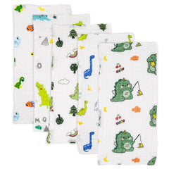 PENG'S M baby muslin burp cloths 5-pack front view for quick spit-up protection