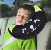 PENINSULA LOVE kids seatbelt pillow close-up shows soft cushion for comfortable car naps.