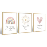 Pennclys boho nursery wall art trio framed prints brighten a girl’s bedroom with uplifting Bible verses