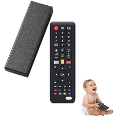 Peoxo baby remote teether closeup shows soft silicone texture for soothing teething relief.