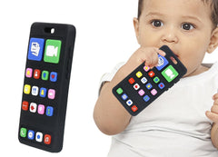 Peoxo remote teething toy side view to encourage grip and sensory exploration.