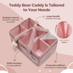 PeraBella diaper caddy multi-compartment design for wipes, clothes, and toys.