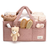 PeraBella diaper caddy with handle keeps baby essentials organized for travel.