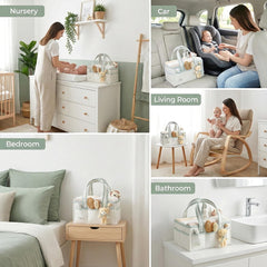 PeraBella XL diaper caddy car use keeps diapers and wipes handy on road trips