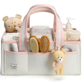 Perabela XL Diaper Caddy front view shows organized nursery storage for diapers and wipes.