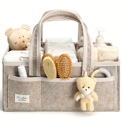 PeraBella XL diaper caddy organizer with handle keeps diapers and wipes within easy reach.