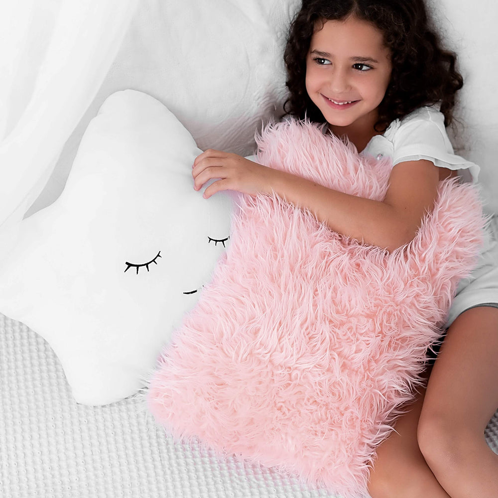 Perfectto Design star pillow with white embroidery adds playful room charm for kids.