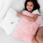 Perfectto Design star pillow with white embroidery adds playful room charm for kids.