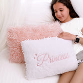 Perfectto Design white princess pillow close-up for cozy reading and room charm.