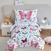 PERFEMET pink floral butterfly comforter provides cozy warmth for bedtime.
