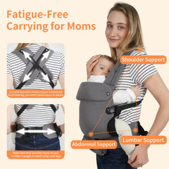 Perhanmm baby carrier close-up highlights premium breathable cotton material.