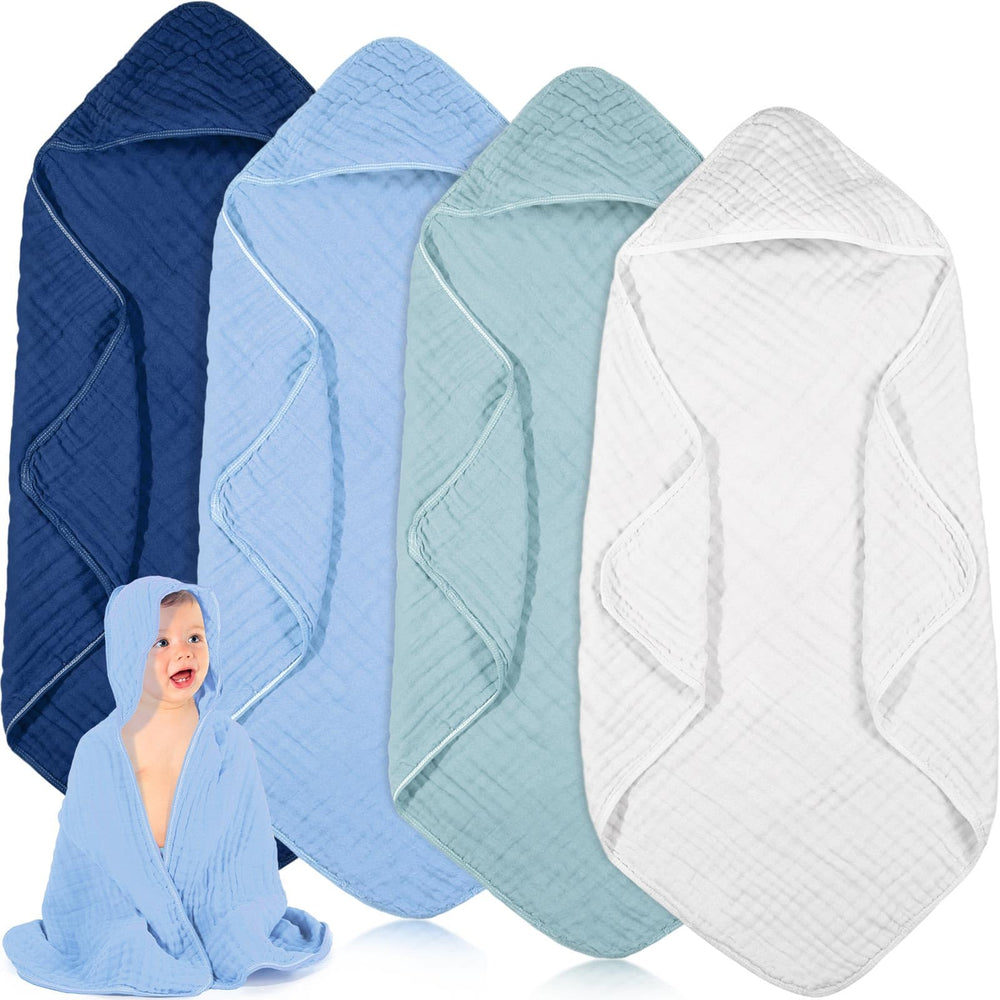 Peryiter blue-series hooded towel folded shows a soft post-bath newborn wrap.