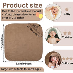 Peryiter muslin hooded towel 32x32 green front view demonstrates full-body wrap for newborn comfort.