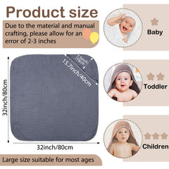Peryiter muslin hooded baby towel coffee 32x32, quick-drying after bath.