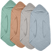 Peryiter muslin hooded baby towels set in four colors for gentle post-bath wrapping