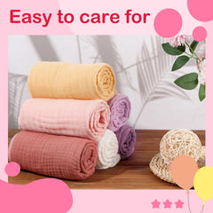 Peryiter six-pack muslin towels display thick layers for quick moisture absorption