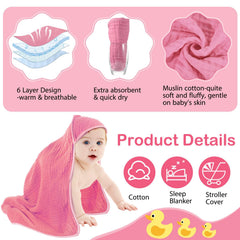 Peryiter muslin towels sized 32x32 inches with six-layer absorbent design