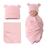 PESAAT cotton baby swaddle hat set front view highlighting soft fabric for gentle daily wear