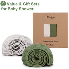Pet Rejoir changing pad cover olive green beige with deep elastic edges
