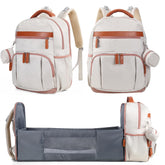 Petino Pura diaper bag backpack beige front view highlighting spacious main compartment for essentials