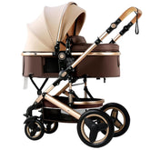 Petit B612 luxury stroller khaki front-angled view for smooth steering on city streets