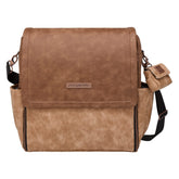 Petunia Pickle Bottom Boxy Backpack Brioche front view shows stylish organized diaper bag for everyday outings