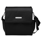 Petunia Pickle Bottom Boxy Backpack ebony front view showcases stylish, multi-use diaper bag on the go
