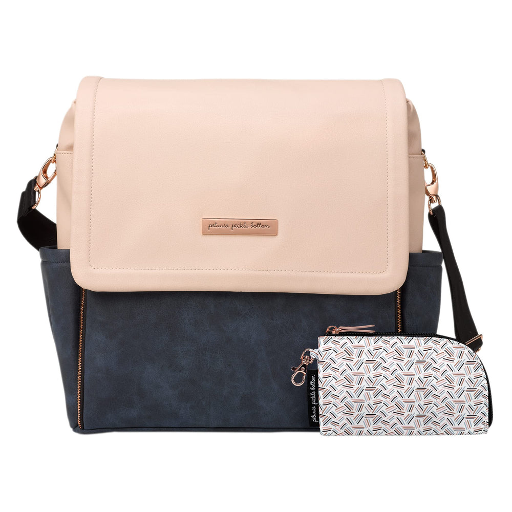 Petunia Pickle Bottom Boxy Backpack front view in Indigo Blush for chic on-the-go diaper bag.