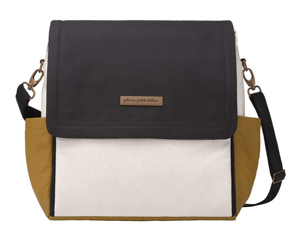 Petunia Pickle Bottom Boxy Backpack front view shows roomy interior for organized outings.